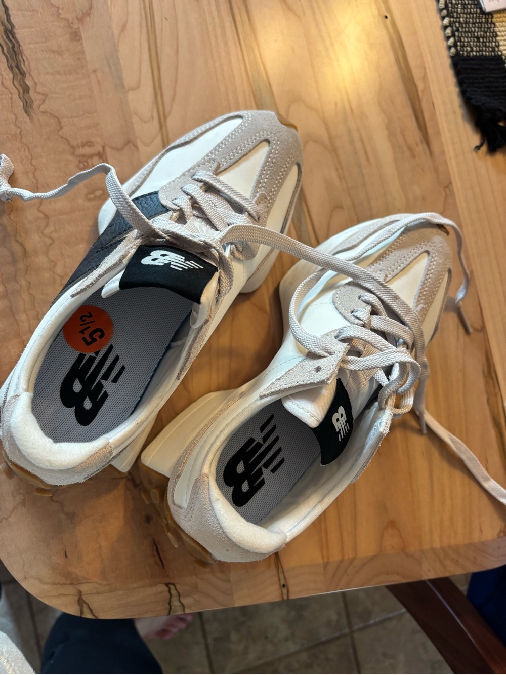 New Balance White and Beige Casual Lace-Up Sneakers